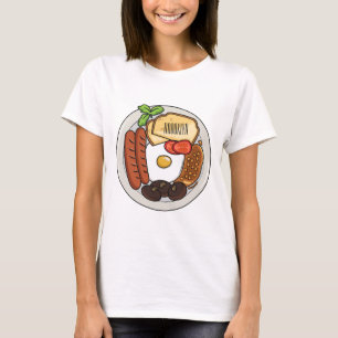 Camiseta Ilustração de desenho animado do café da manhã em