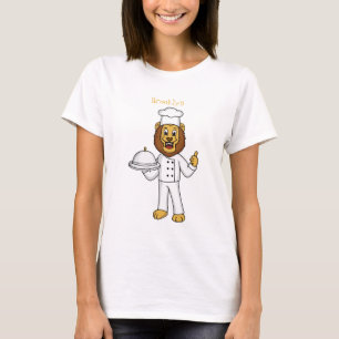 Camiseta Ilustração de desenho animado do chef de leão