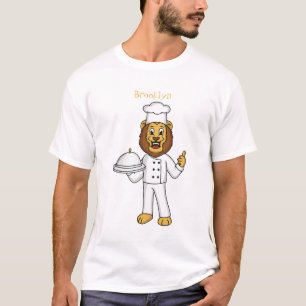 Camiseta Ilustração de desenho animado do chef de leão