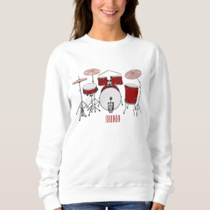 Camiseta Ilustração de desenho animado do kit de tambor