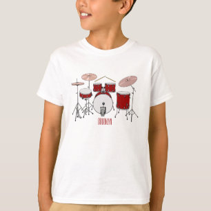 Camiseta Ilustração de desenho animado do kit de tambor