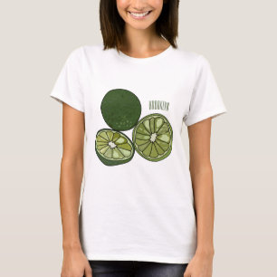 Camiseta Ilustração de desenho animado do limão Kaffir