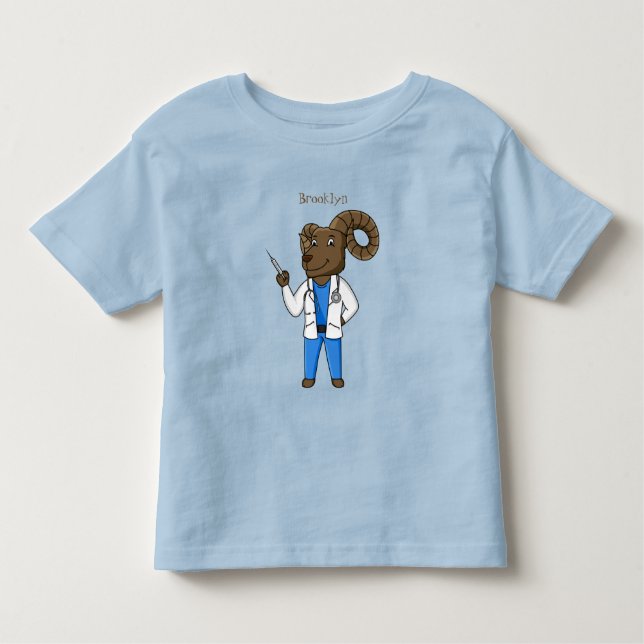 Camiseta Ilustração de desenho animado do médico de ovelha  (Frente)