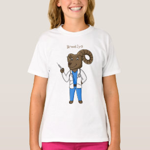 Camiseta Ilustração de desenho animado do médico de ovelha 