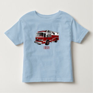 Camiseta Ilustração de desenho animado do motor de incêndio
