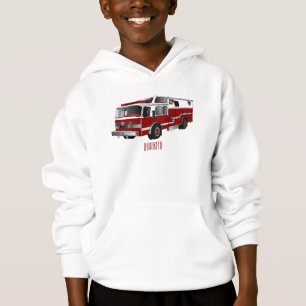 Camiseta Ilustração de desenho animado do motor de incêndio