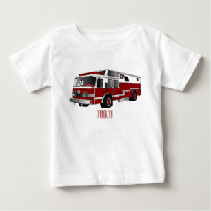 Camiseta Ilustração de desenho animado do motor de incêndio