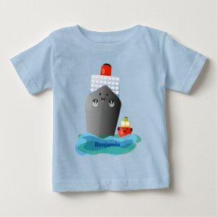 Camiseta Ilustração de desenho animado do navio de linha do