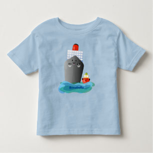 Camiseta Ilustração de desenho animado do navio de linha do