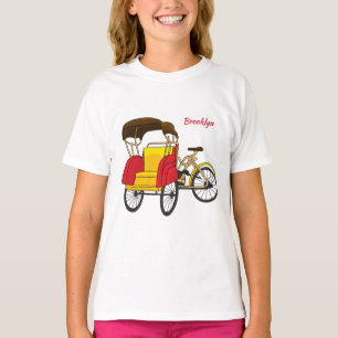 Camiseta Ilustração de desenho animado do rickshaw Pedicab