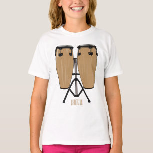 Camiseta Ilustração de desenho animado do tambor de bongo