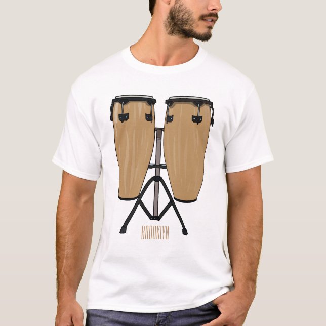 Camiseta Ilustração de desenho animado do tambor de bongo (Frente)