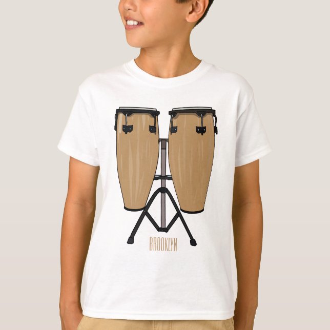 Camiseta Ilustração de desenho animado do tambor de bongo (Frente)
