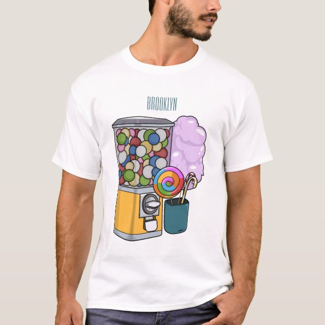 Camiseta Ilustração de desenho animado doce (Frente)