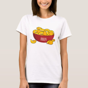 Camiseta Ilustração de desenho animado em chip de batata