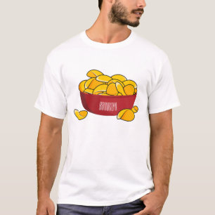 Camiseta Ilustração de desenho animado em chip de batata
