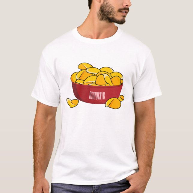 Camiseta Ilustração de desenho animado em chip de batata (Frente)