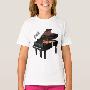 Camiseta Ilustração de desenho animado Piano