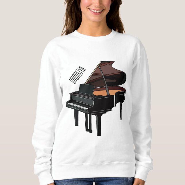 Camiseta Ilustração de desenho animado Piano (Frente)