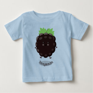 Camiseta Ilustração de desenho animado roxo amora preta fof