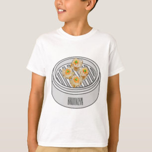 Camiseta Ilustração de desenho animado Shumai dim sum