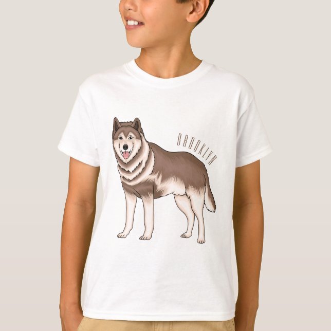 Camiseta Ilustração de desenho animado siberiano husky (Frente)