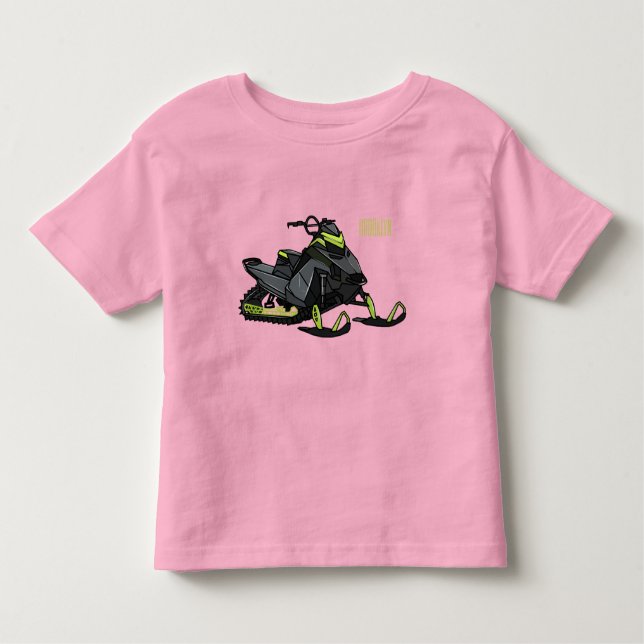 Camiseta Ilustração de desenho animado Snowmobile (Frente)