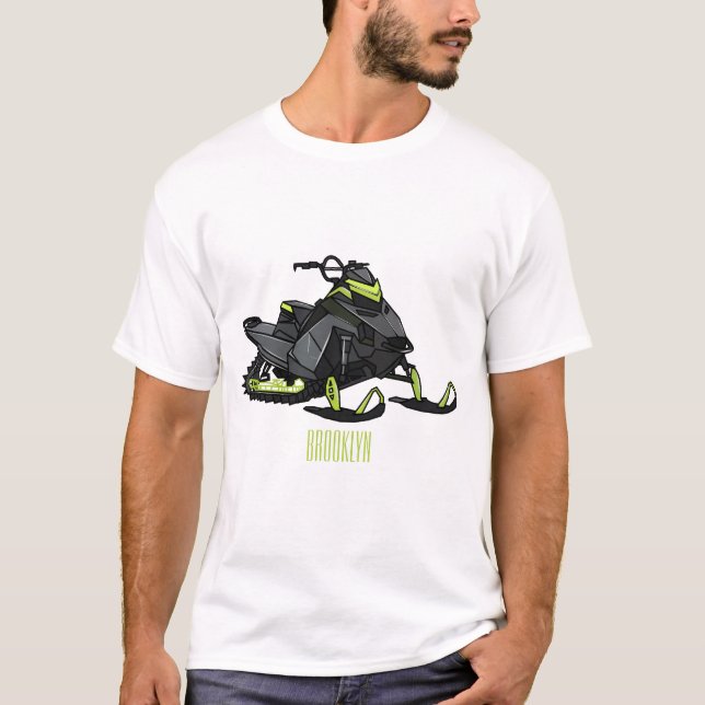 Camiseta Ilustração de desenho animado Snowmobile (Frente)