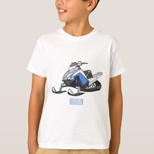 Camiseta Ilustração de desenho animado Snowmobile (Frente)