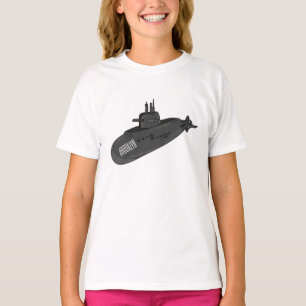Camiseta Ilustração de desenho animado submarino