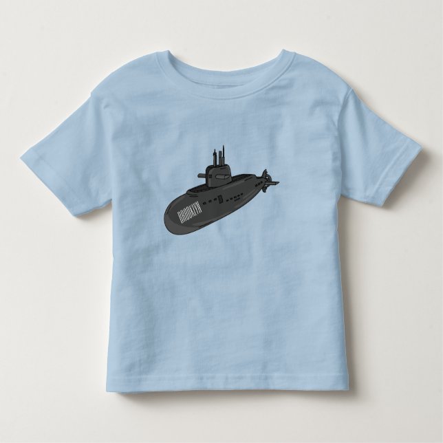 Camiseta Ilustração de desenho animado submarino (Frente)