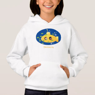 Camiseta Ilustração de desenho animado submarino amarelo