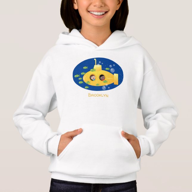 Camiseta Ilustração de desenho animado submarino amarelo (Frente)