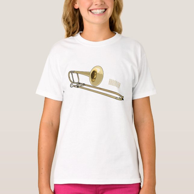 Camiseta Ilustração de desenho animado Trombone (Frente)