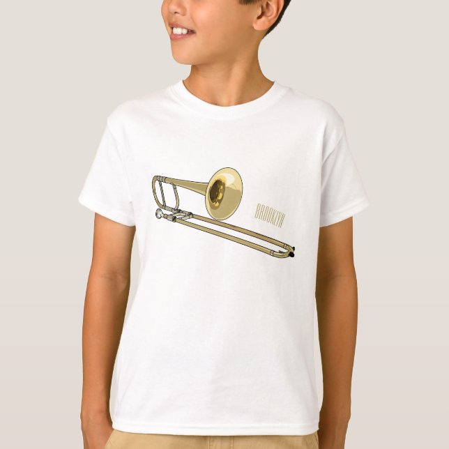 Camiseta Ilustração de desenho animado Trombone (Frente)