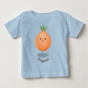 Camiseta Ilustração de desenho animado verde de cebola ca