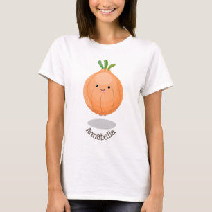 Camiseta Ilustração de desenho animado verde de cebola ca
