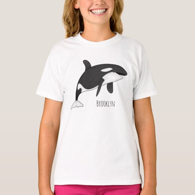 Camiseta Ilustração de desenho da baleia assassina (Frente)