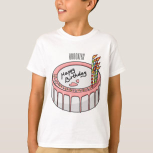 Camiseta Ilustração de desenho de bolo de aniversário