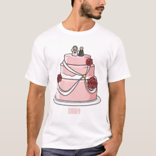 Camiseta Ilustração de desenho de bolo de casamento