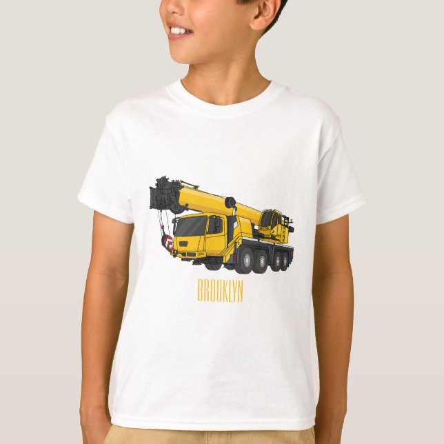 Camiseta Ilustração de desenho de caminhão de guindaste (Frente)