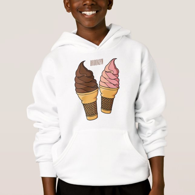 Camiseta ilustração de desenho de cone de sorvete (Frente)