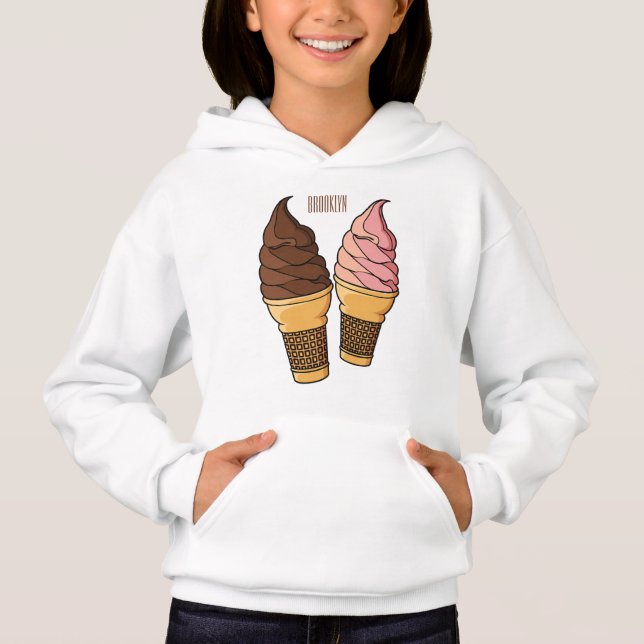 Camiseta ilustração de desenho de cone de sorvete (Frente)