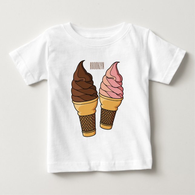 Camiseta ilustração de desenho de cone de sorvete (Frente)