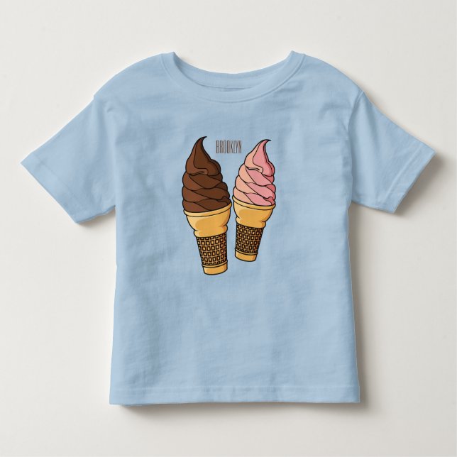 Camiseta ilustração de desenho de cone de sorvete (Frente)