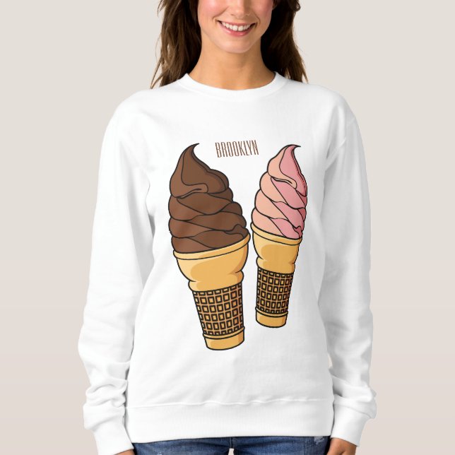 Camiseta ilustração de desenho de cone de sorvete (Frente)