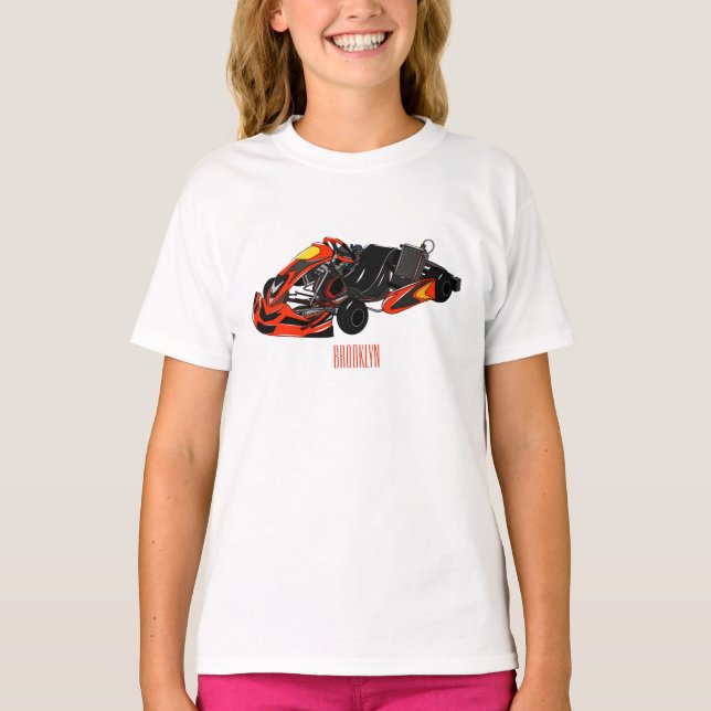 Camiseta Ilustração de desenho de corrida de Kart (Frente)