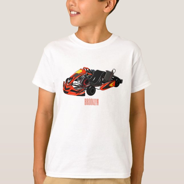 Camiseta Ilustração de desenho de corrida de Kart (Frente)