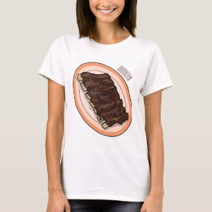 Camiseta Ilustração de desenho de costelas curtas