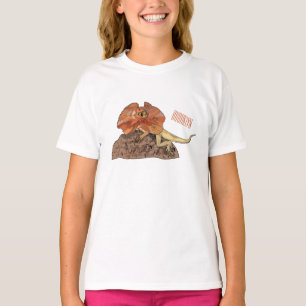 Camiseta Ilustração de desenho de lagarto de pescoço frito